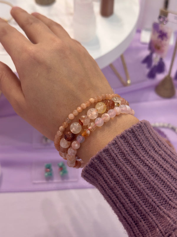 Flower Agate / Cherry Blossom Elastic Bracelet