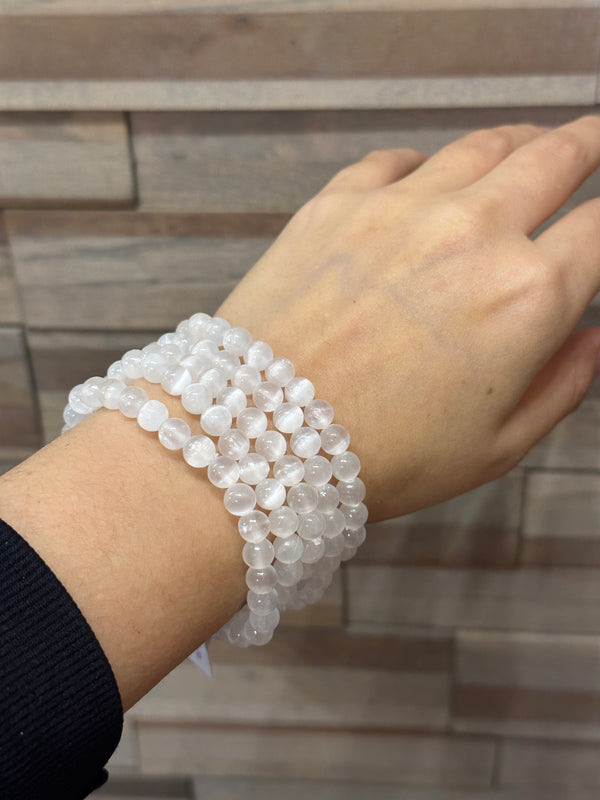 Selenite 6mm- Adjustable Elastic Bracelet
