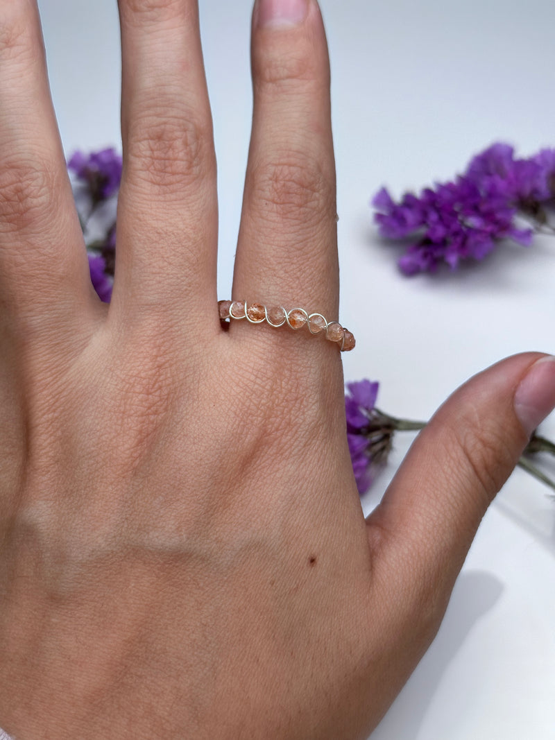 Sunstone Sterling Silver Wire Ring