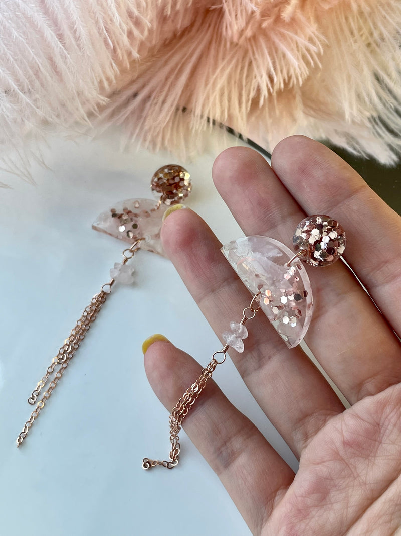 Rose Quartz 14k Rose Gold Filled Studs