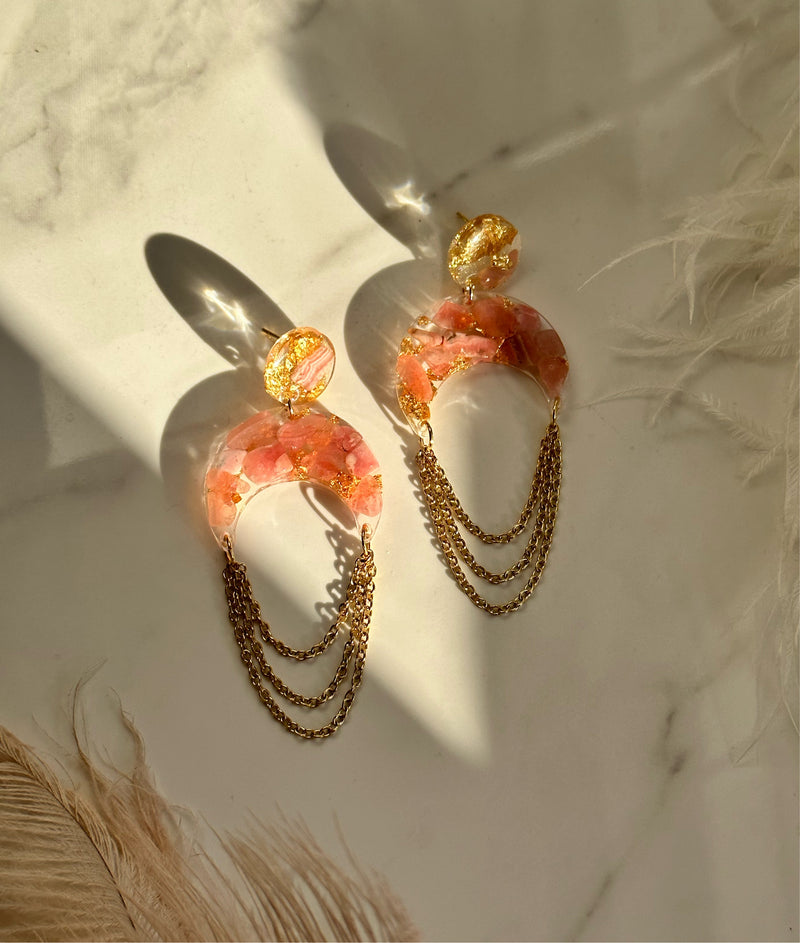 Rhodochrosite Chandelier Studs