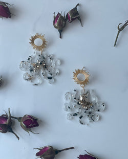 “Octopi” Moonstone Gold Earrings