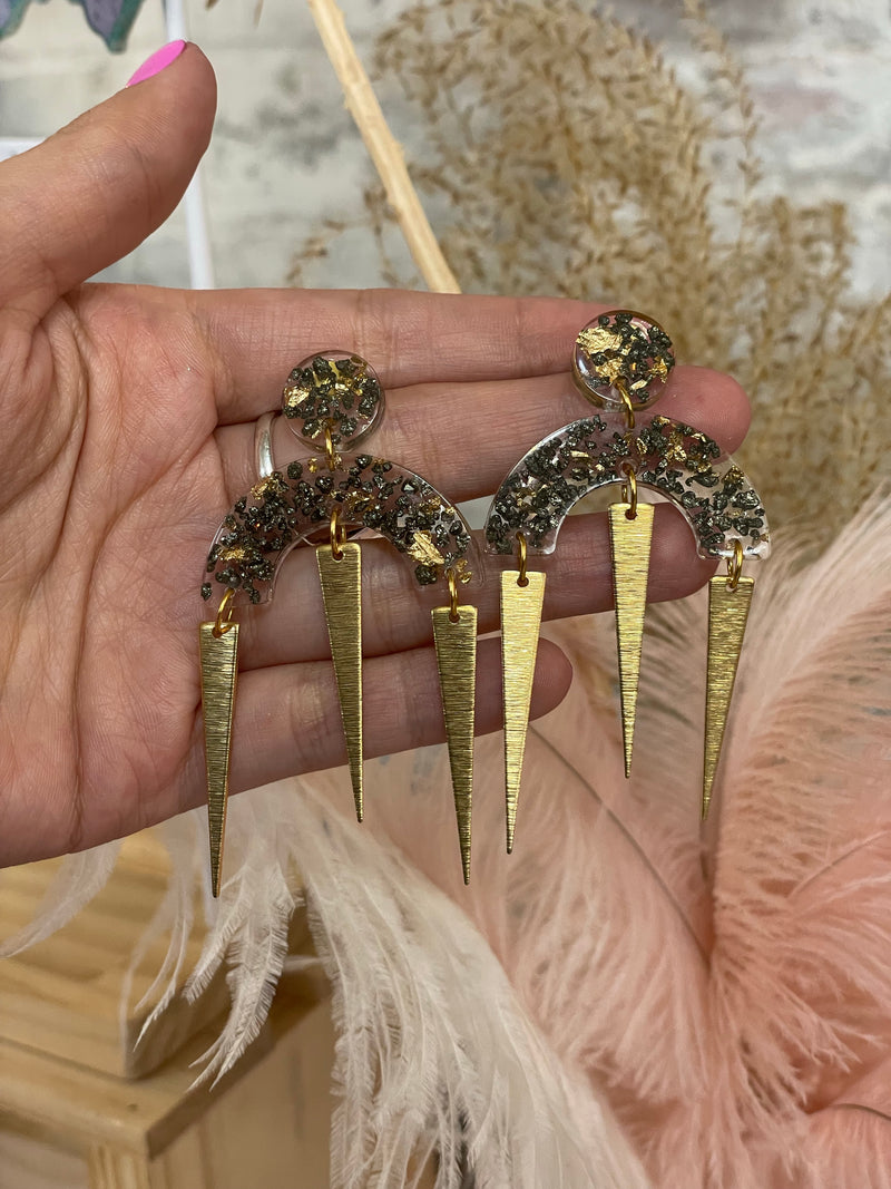 “Dangerous Woman” Pyrite Dangle Studs