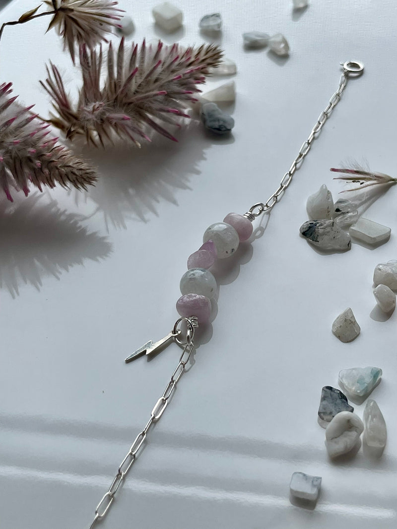 Kunzite and Moonstone Sterling Silver Bracelet