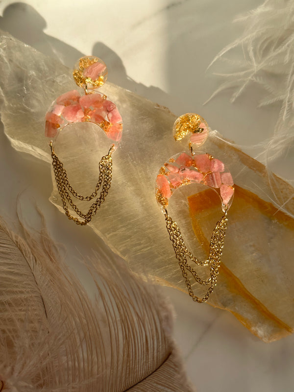 Rhodochrosite Chandelier Studs