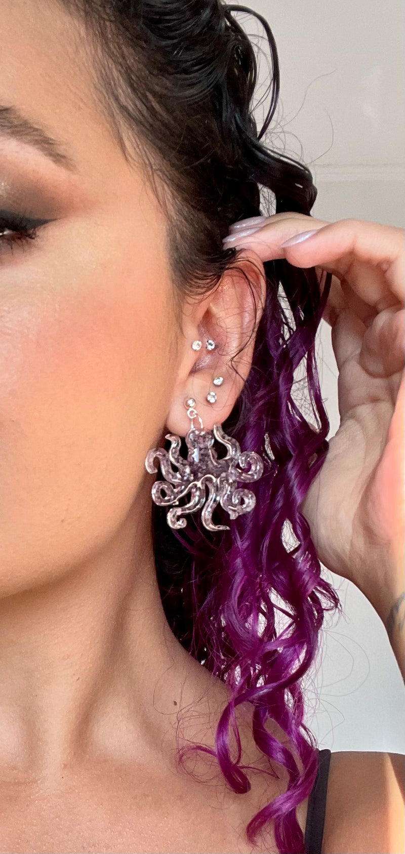 “Octopi” Lepidolite Hypoallergenic Earrings