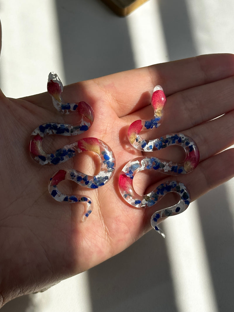 “The Feminine" Lapis Lazuli & Roses Lightweight Big Snake Studs