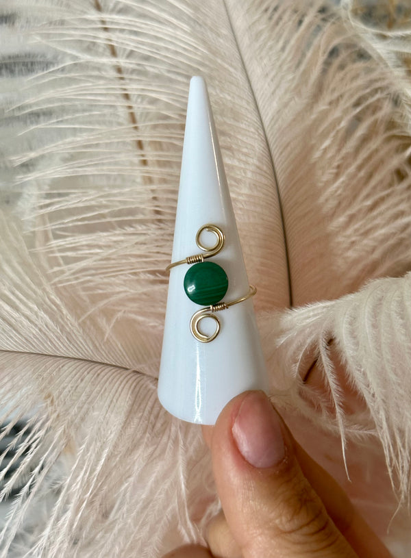 Malachite Gold Filled Wire Ring