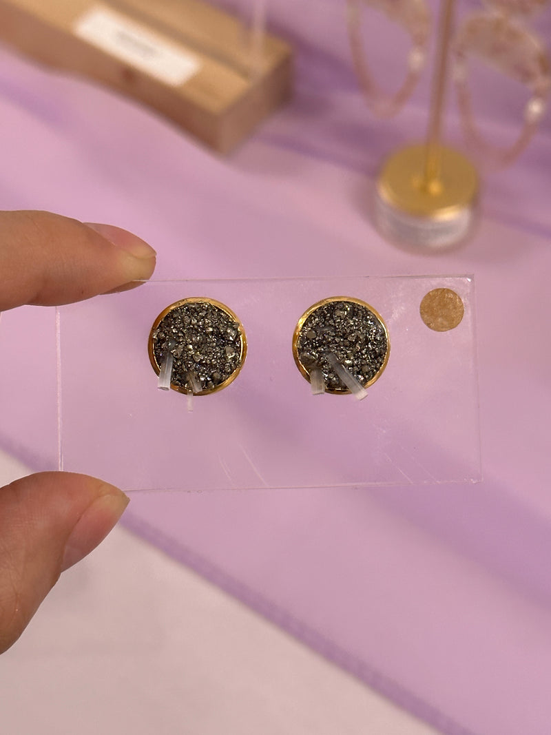 “Rawness” Selenite & Pyrite Studs