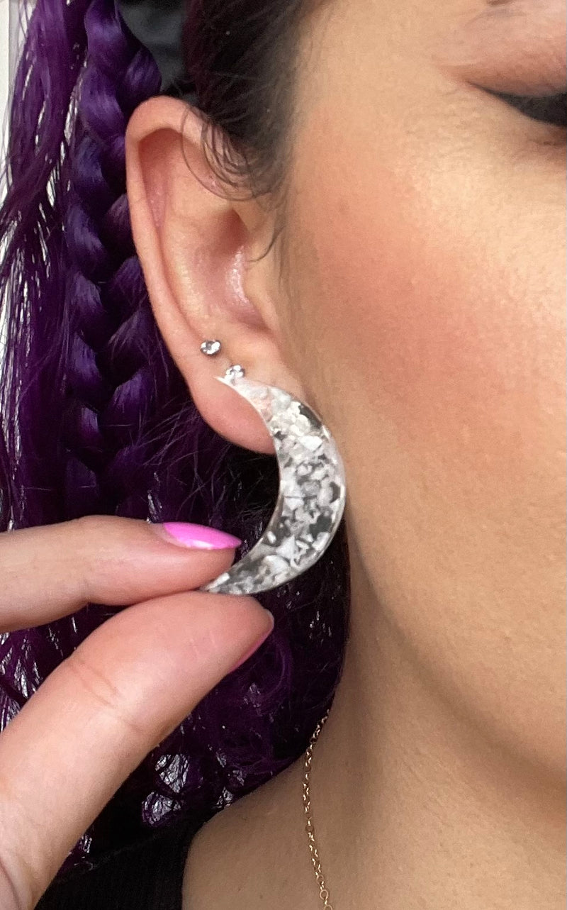“La Luna” Moonstone Moon Studs