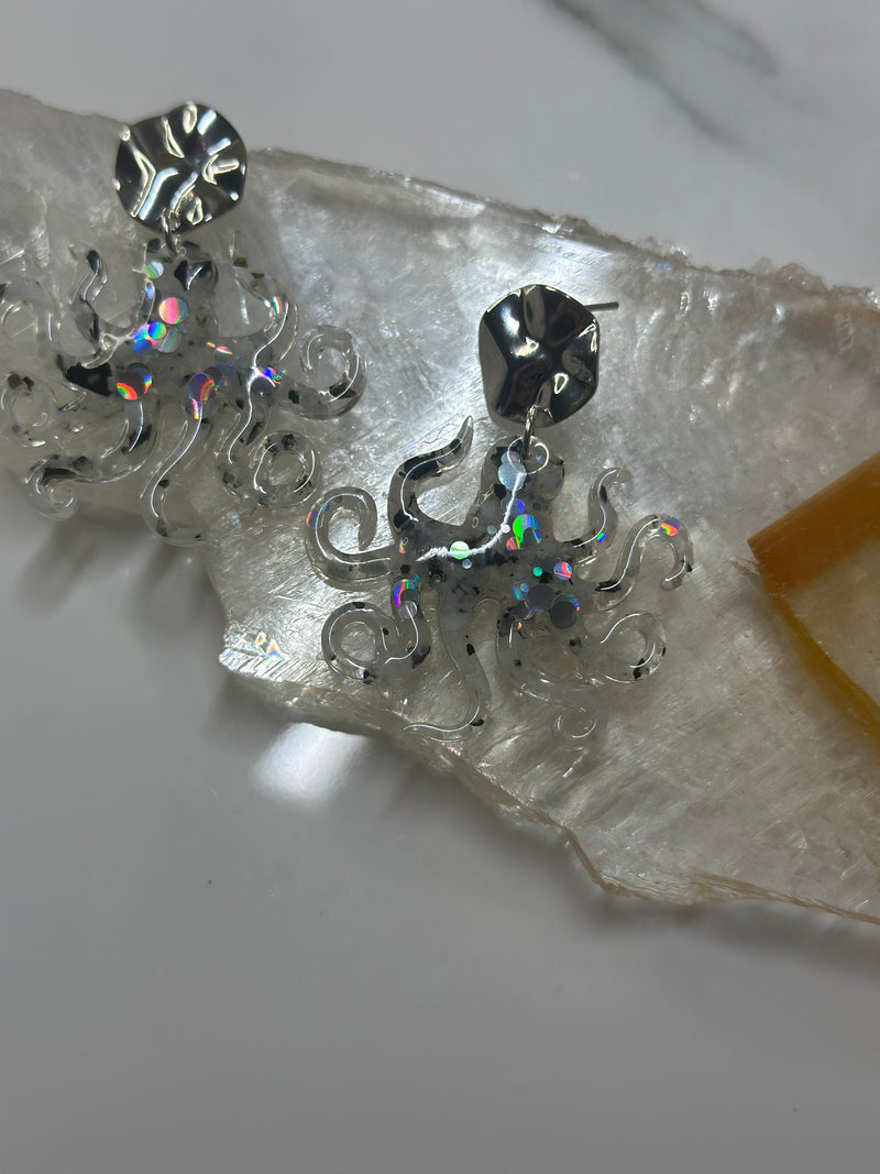 “Octopi” Moonstone Silver Earrings