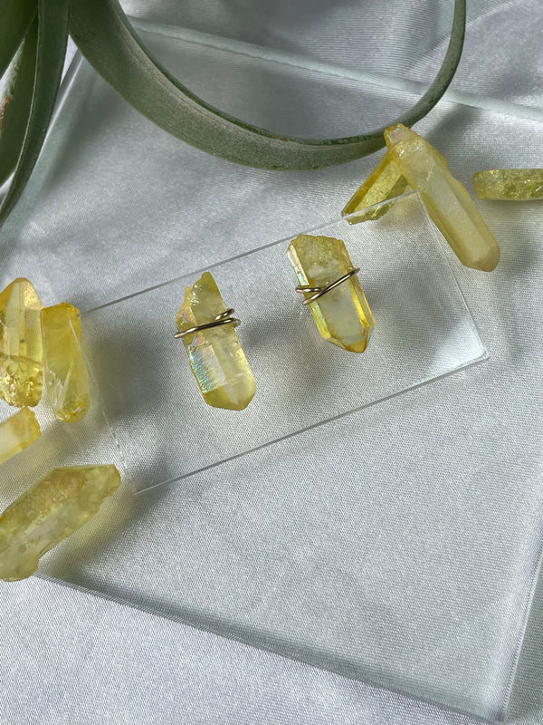 Yellow Aura Quartz Hoops or Studs