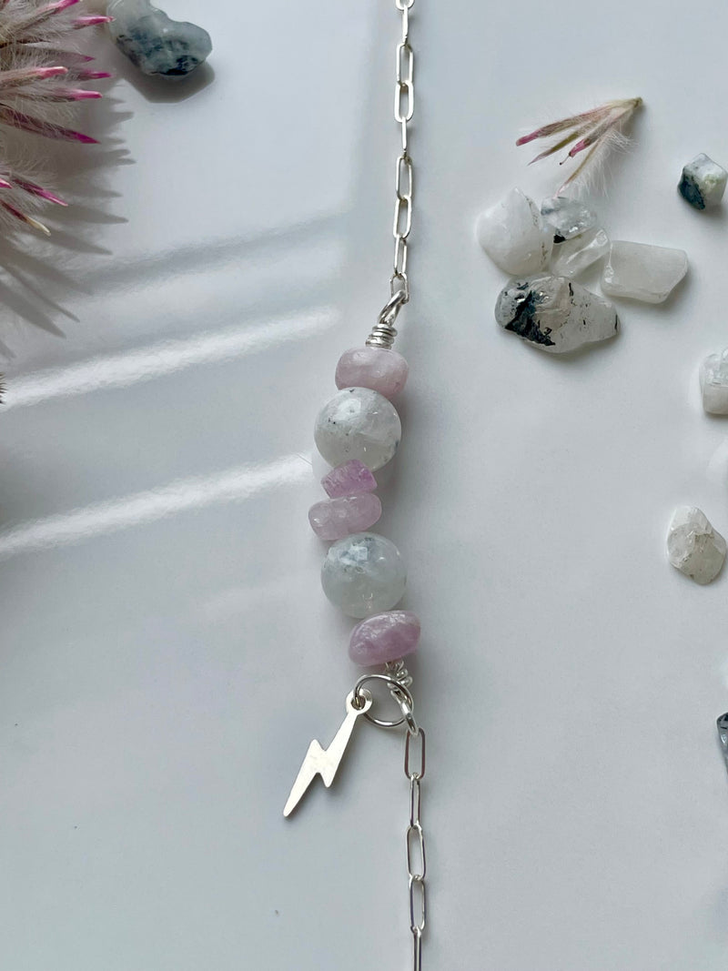Kunzite and Moonstone Sterling Silver Bracelet