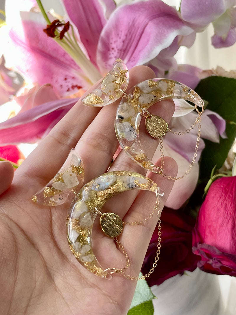 “Chandelier" Moonstone Gold Filled Chain Studs