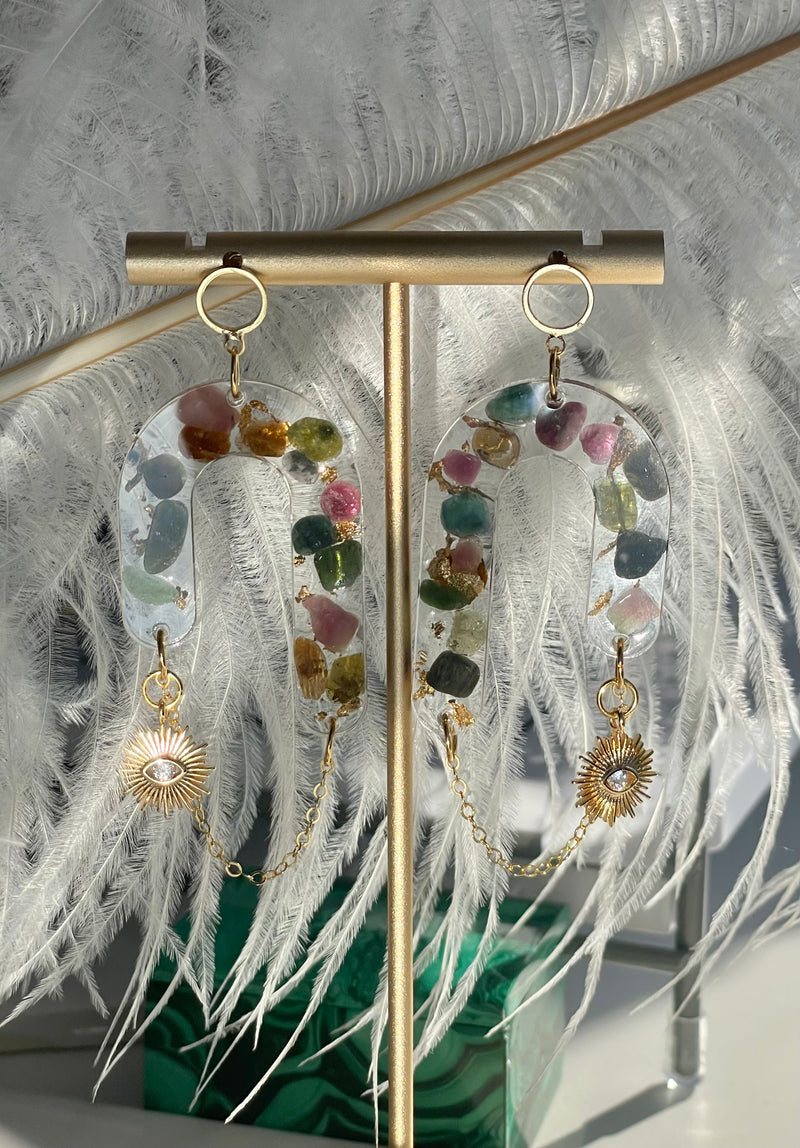 “Goddess of Abundance II” Watermelon Tourmaline Earrings