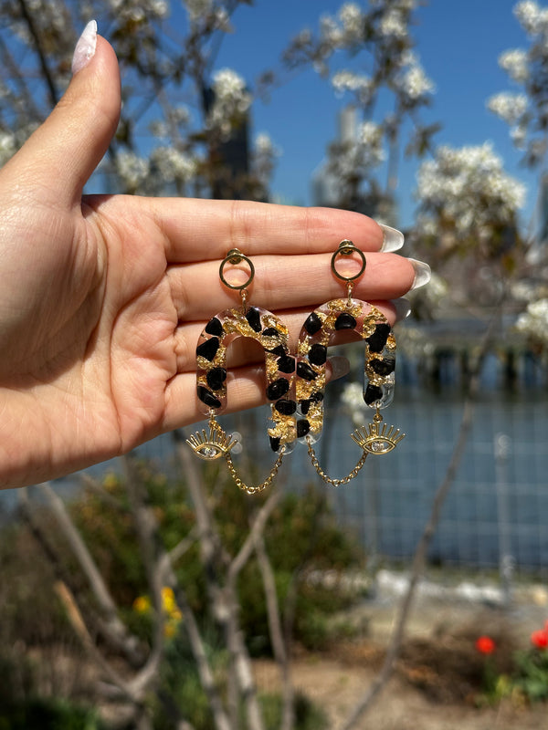 “Goddess of Abundance II” Shungite Evil Eye Earrings