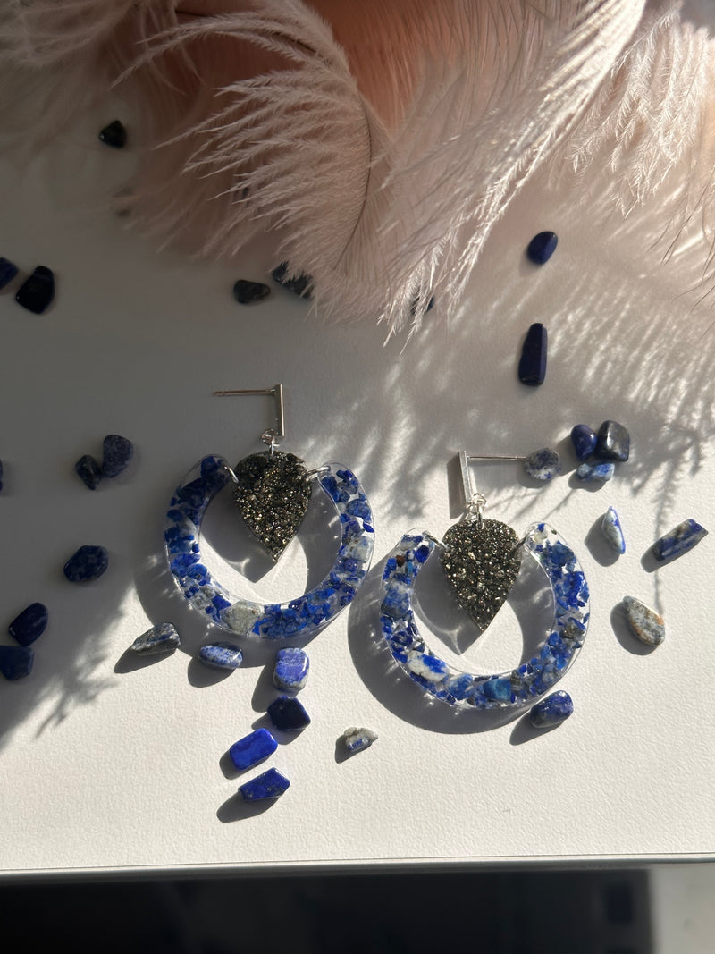 “Circle of Manifestation” Lapis Lazuli & Pyrite Earrings
