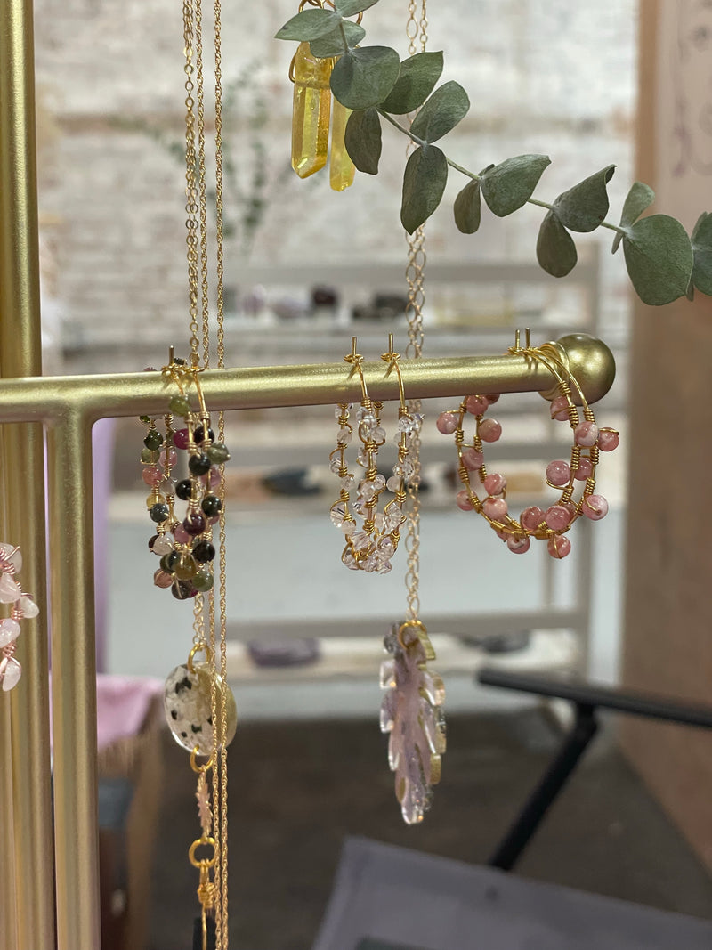 Rhodochrosite Wire Hoops