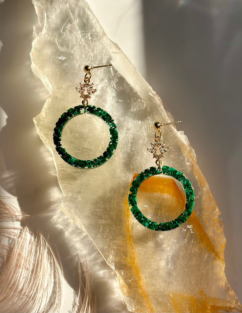 “The Valentina” Malachite Earrings