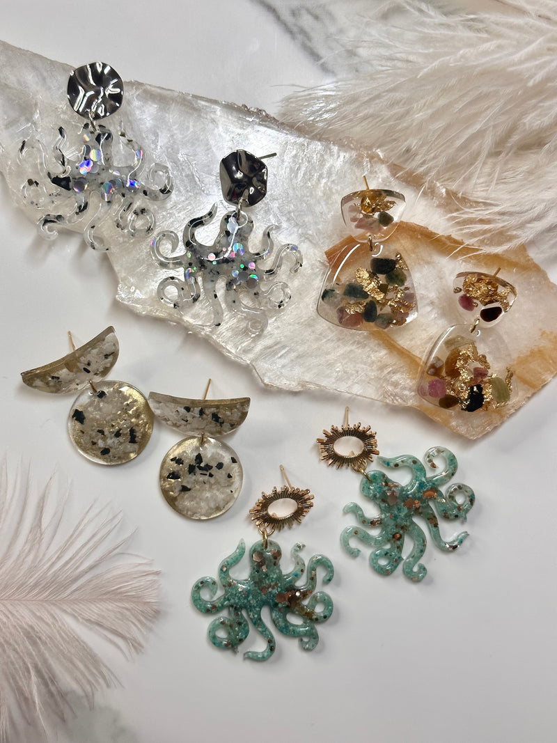 “Octopi” Moonstone Silver Earrings