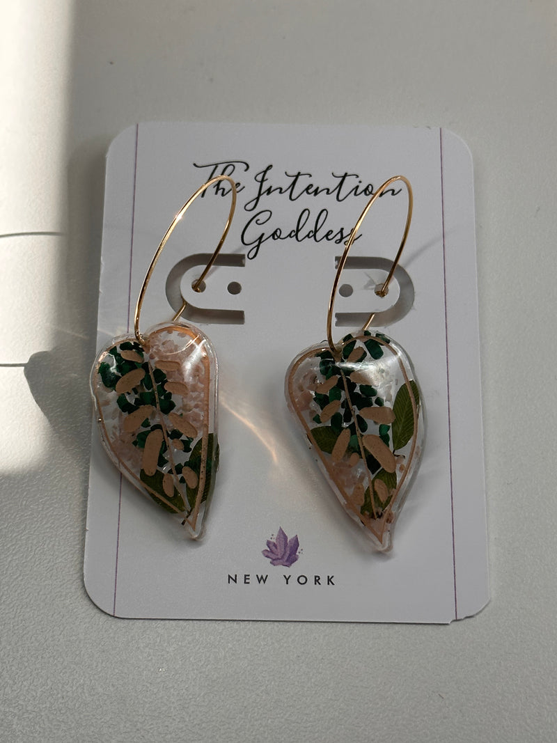 “Leaf Hoop” Malachite & Rhodochrosite Hoops