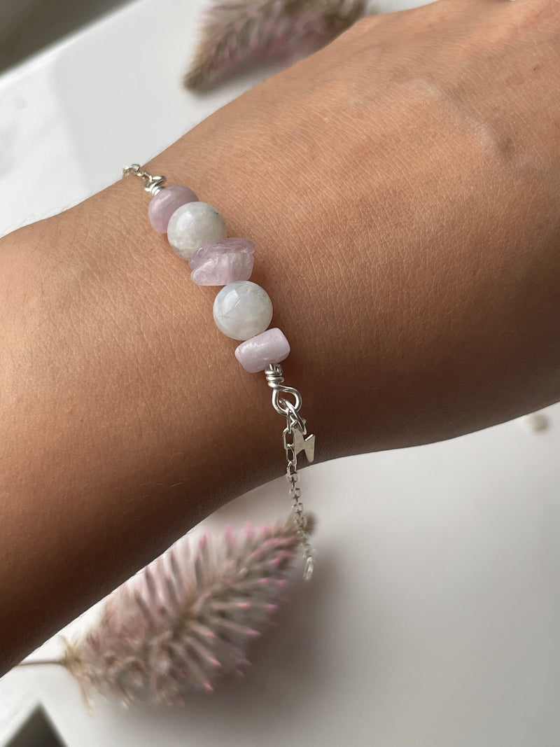 Kunzite and Moonstone Sterling Silver Bracelet