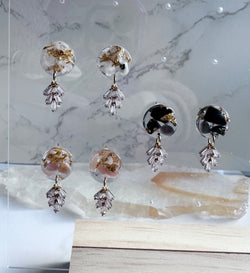 “Compassion Goddess” Black Obsidian, Moonstone & Peach Moonstone Small Studs