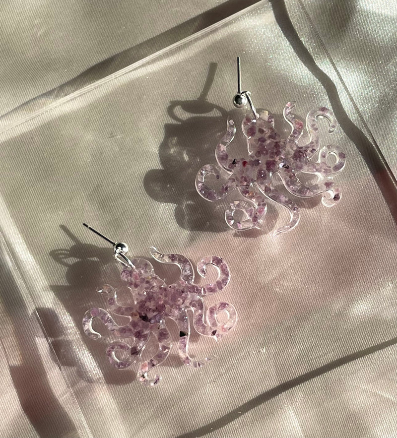 “Octopi” Lepidolite Hypoallergenic Earrings