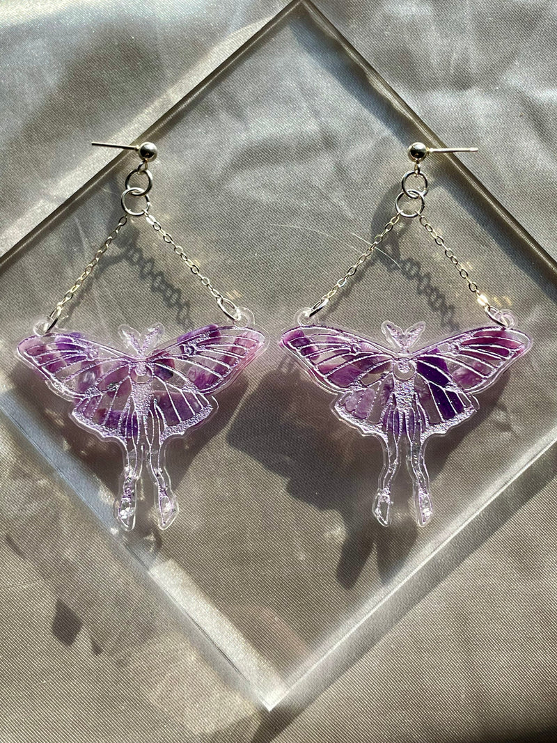 “Lunar Moth" Charoite Earrings