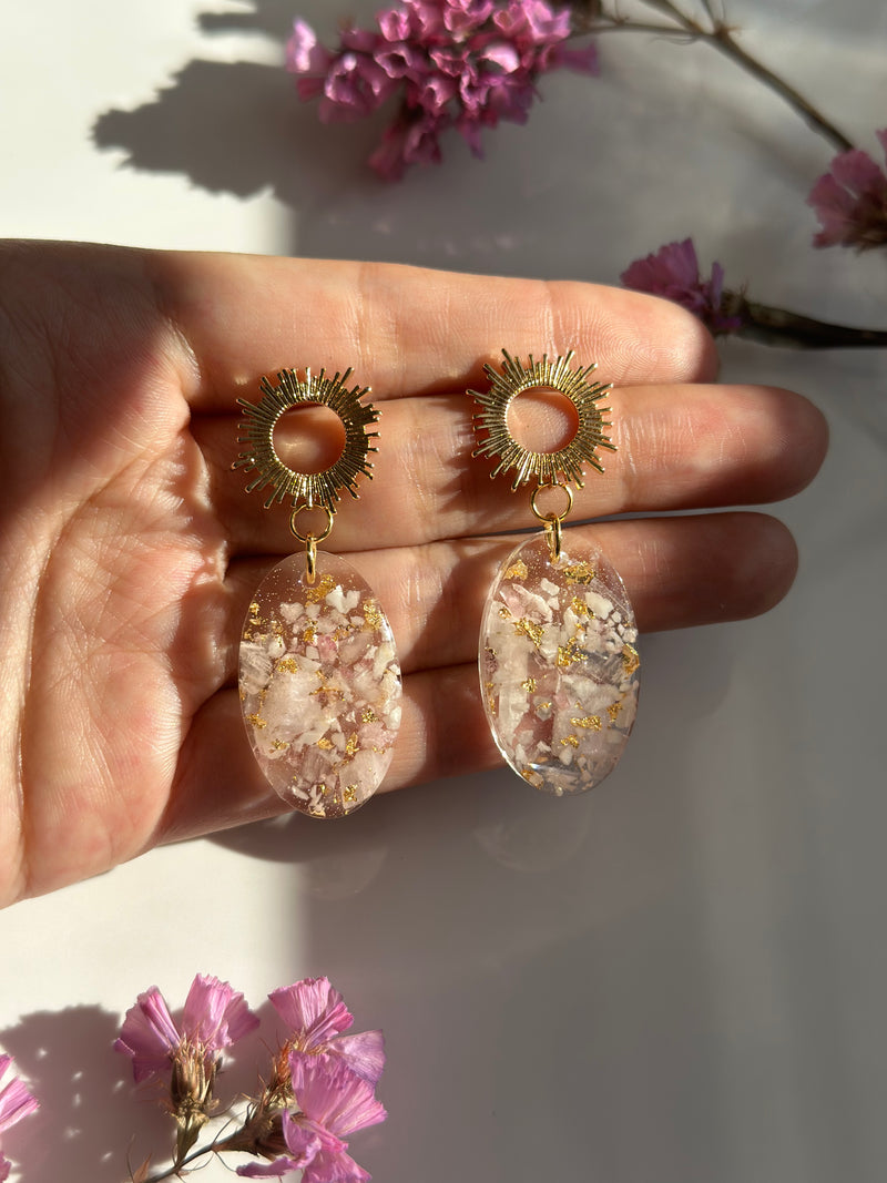 "Lovey" -Sun Charm- Pink Crystals Earrings