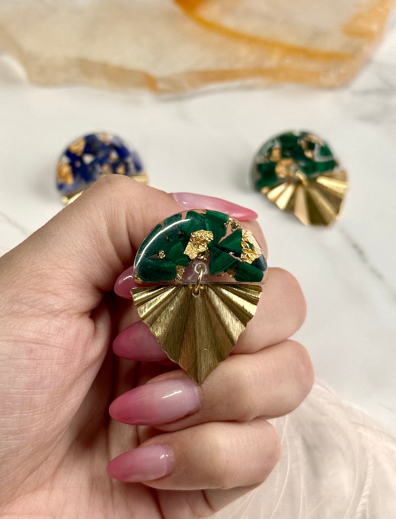 “Eleganza" Malachite & Lapis Lazuli Studs