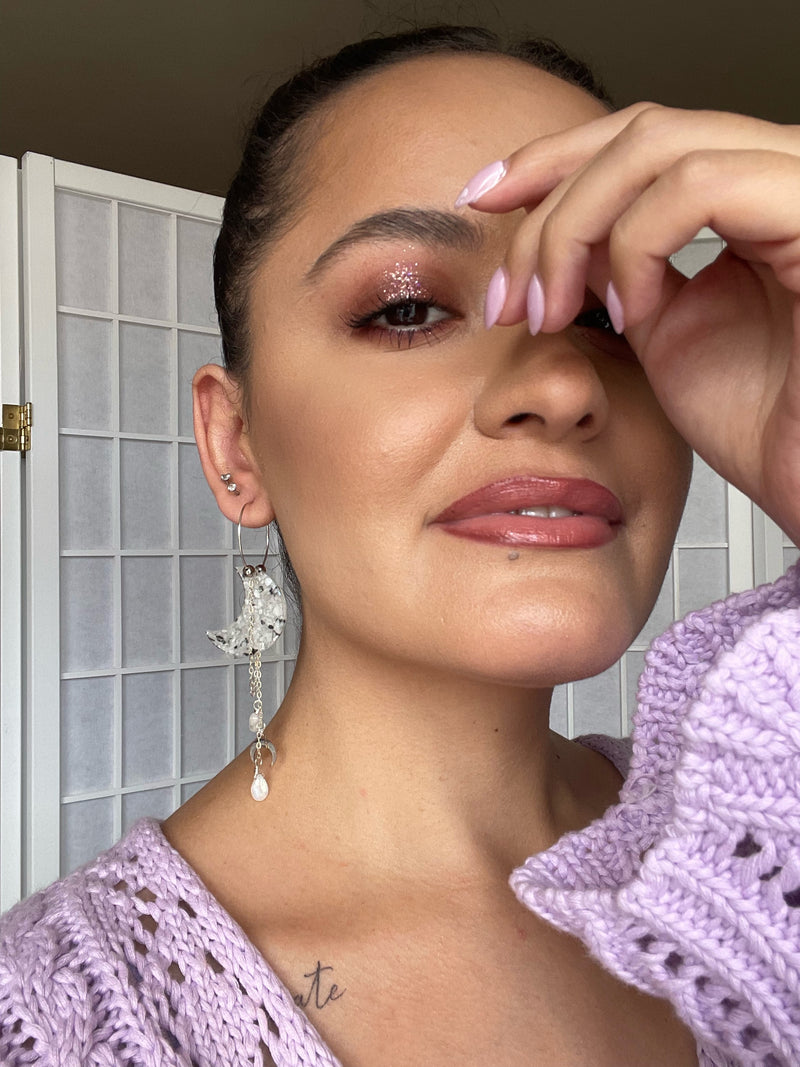 The Silver Moon Moonstone Sterling Silver Hoops