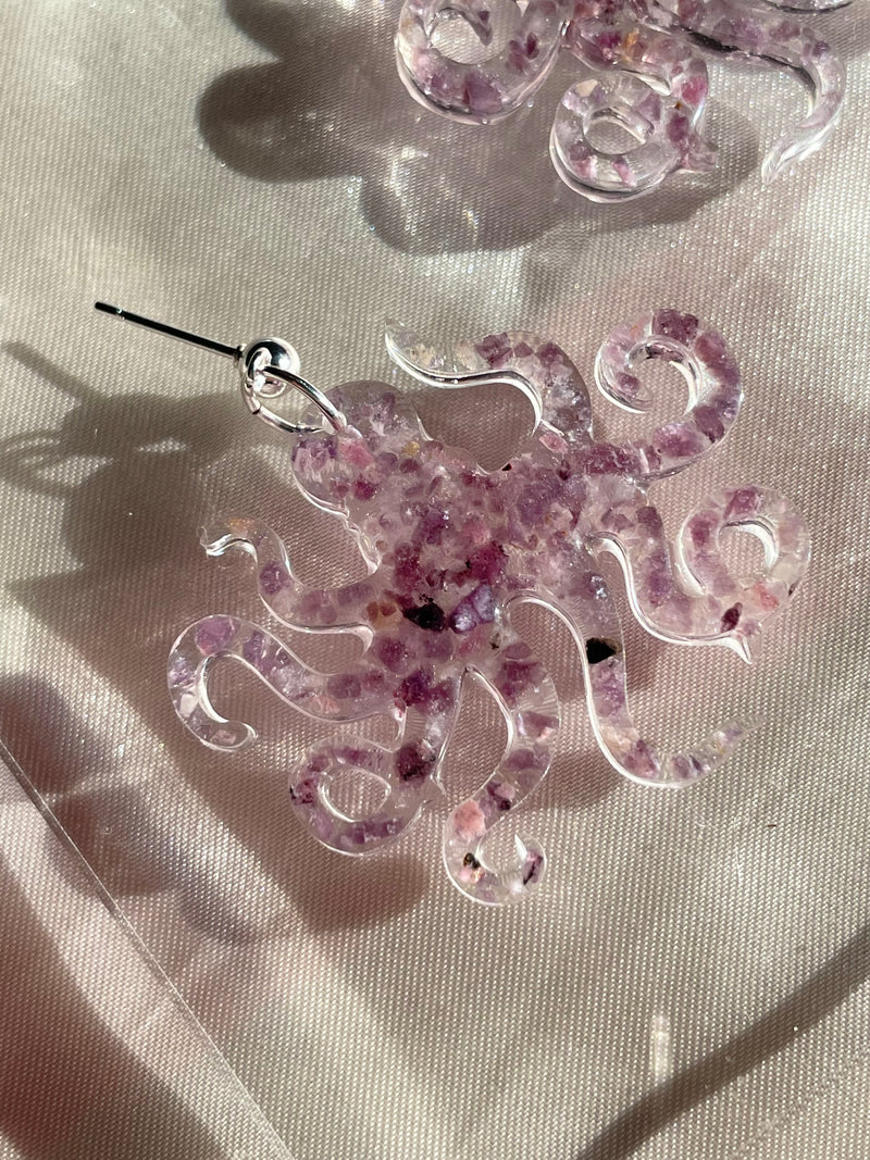 “Octopi” Lepidolite Hypoallergenic Earrings