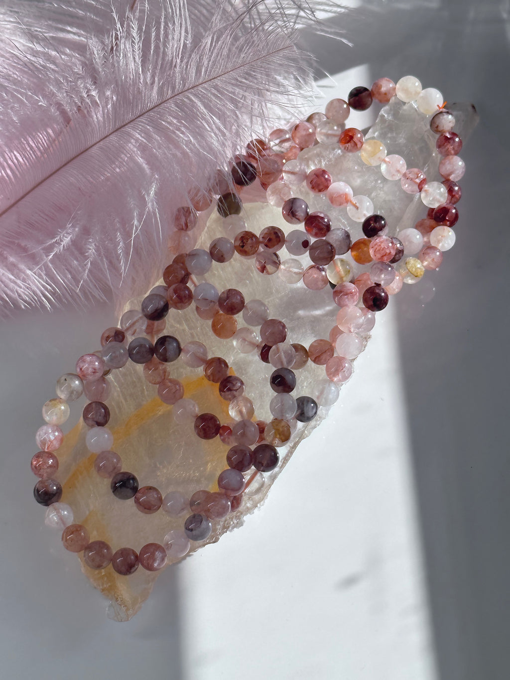 Fire Quartz 6mm- Adjustable Elastic Bracelet