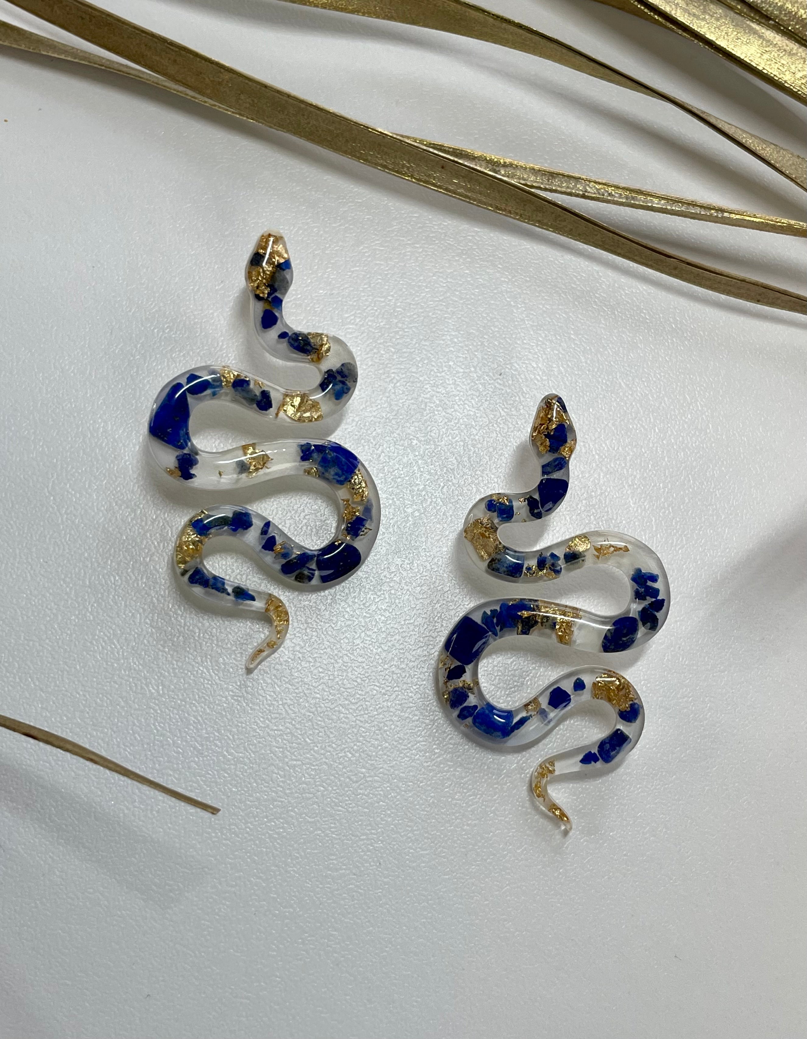 “The Feminine" Lapis Lazuli  Lightweight Big Snake Studs