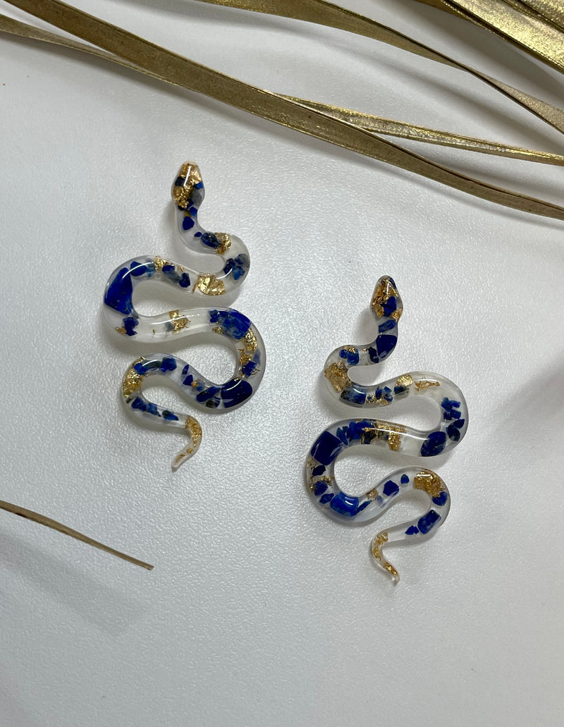 “The Feminine" Lapis Lazuli  Lightweight Big Snake Studs