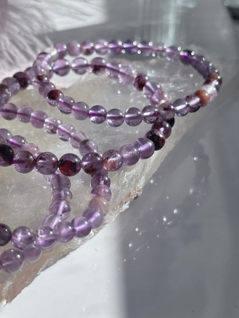 Natural Super Seven 6mm 7.5” Crystal Healing Stretch Bracelet