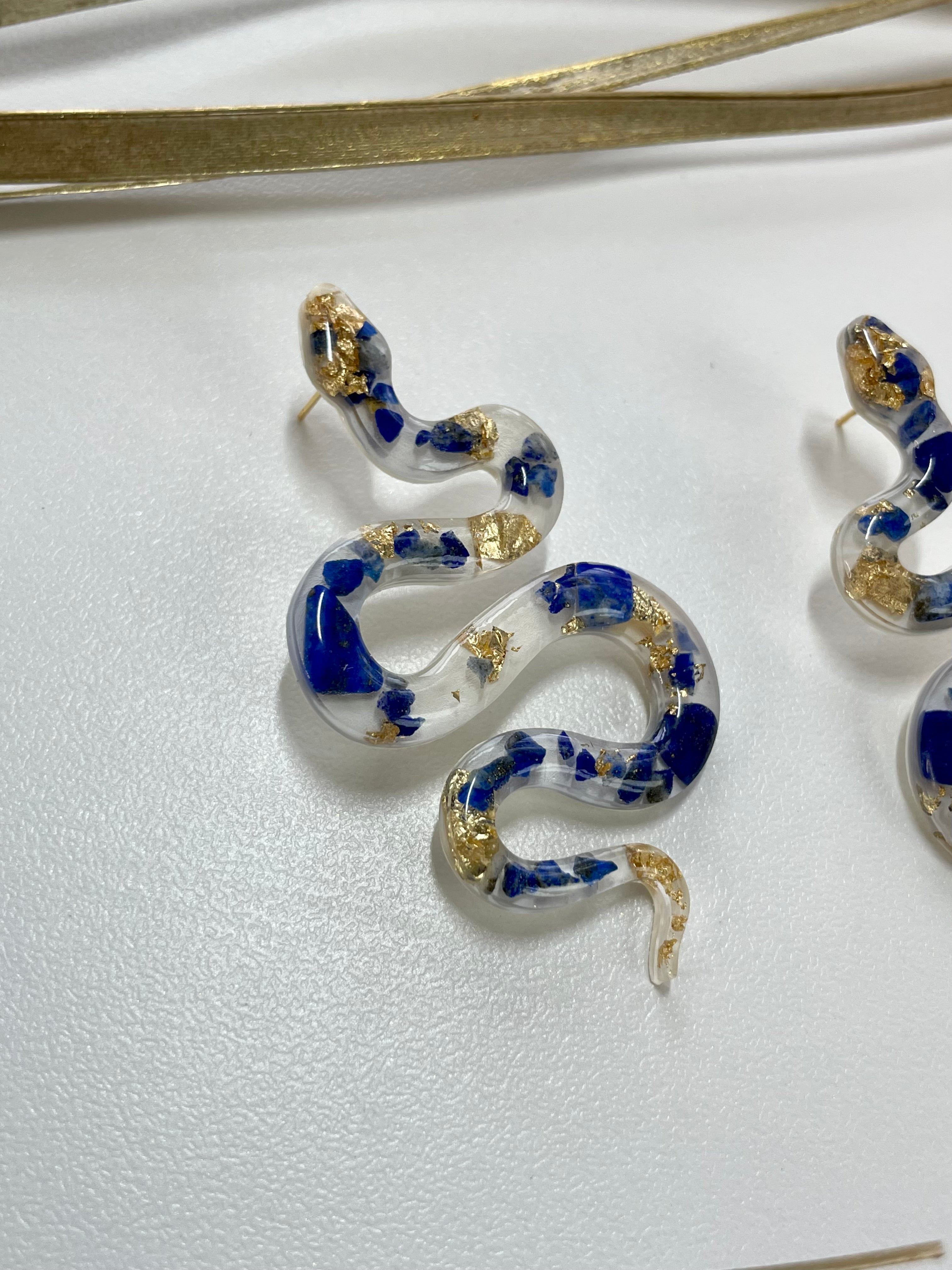 “The Feminine" Lapis Lazuli  Lightweight Big Snake Studs