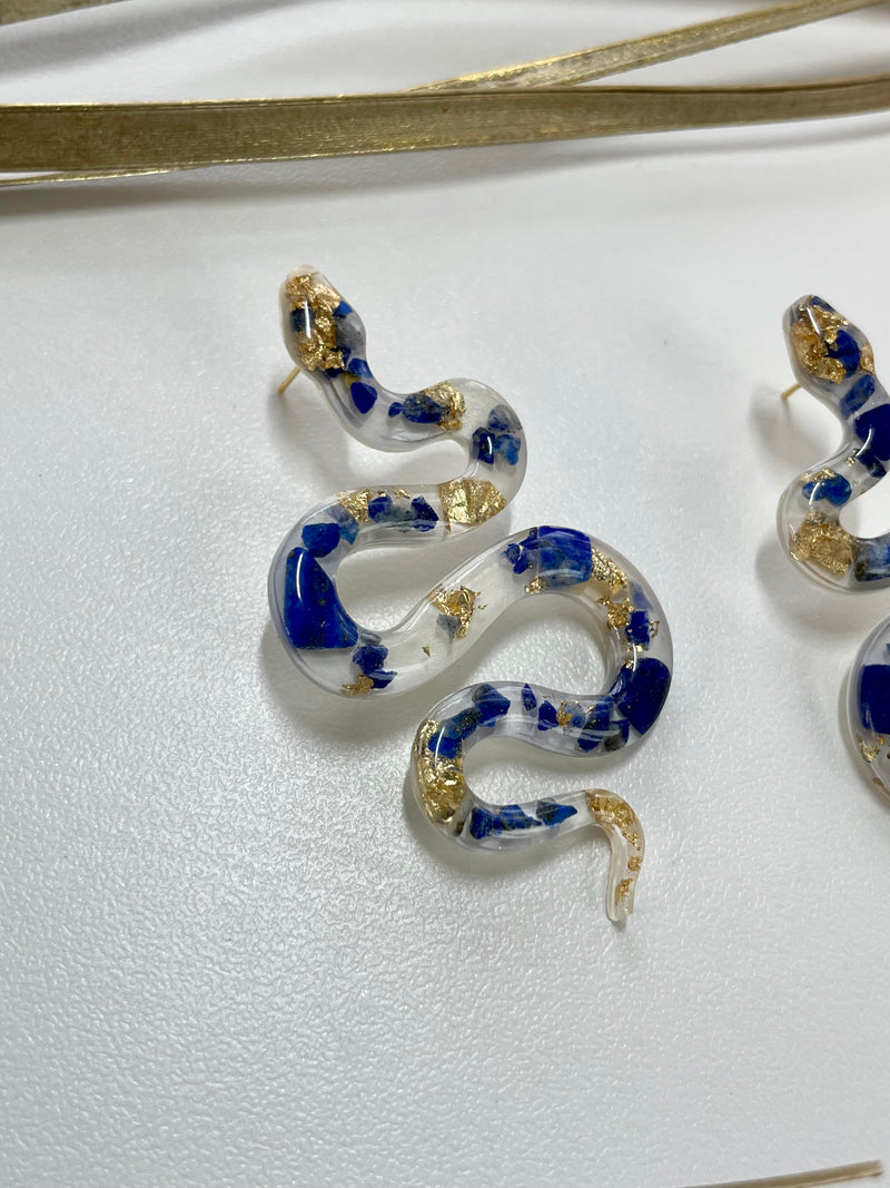 “The Feminine" Lapis Lazuli  Lightweight Big Snake Studs