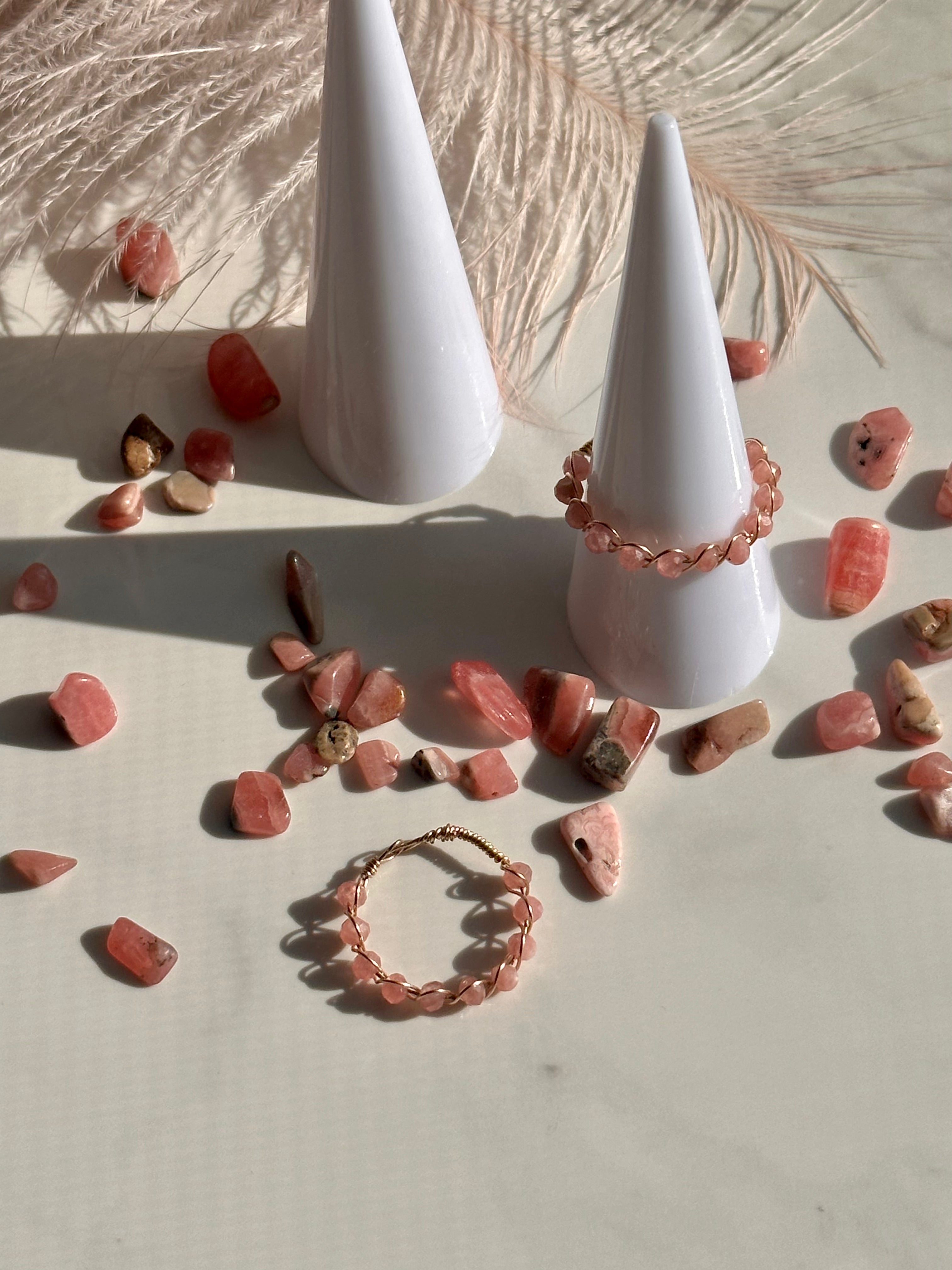 Rhodochrosite Gold Filled Wire Ring