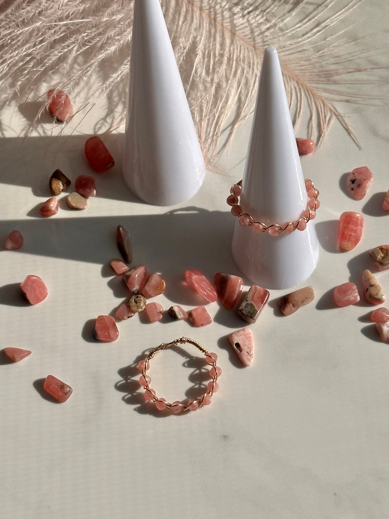 Rhodochrosite Gold Filled Wire Ring