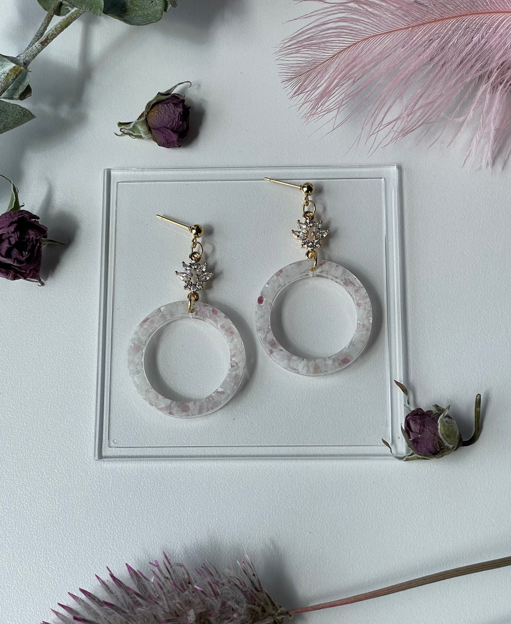 "The Valentina" Pink Tourmaline & Quartz  Earrings