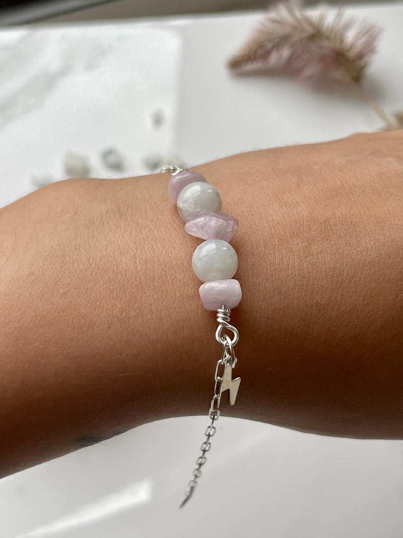 Kunzite and Moonstone Sterling Silver Bracelet