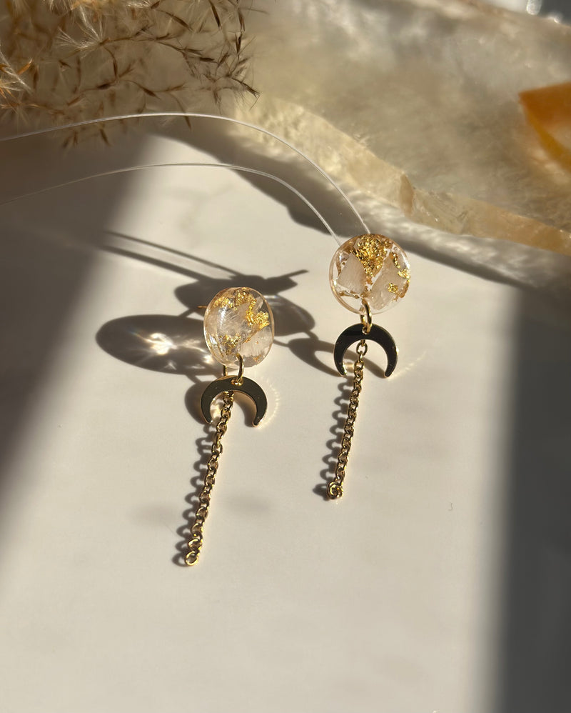 “Lunita” Rainbow Moonstone Studs