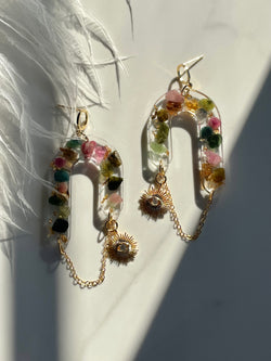 “Goddess of Abundance II” Watermelon Tourmaline Earrings