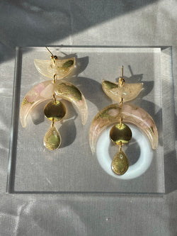 “Kali” Morganite Moon Earrings