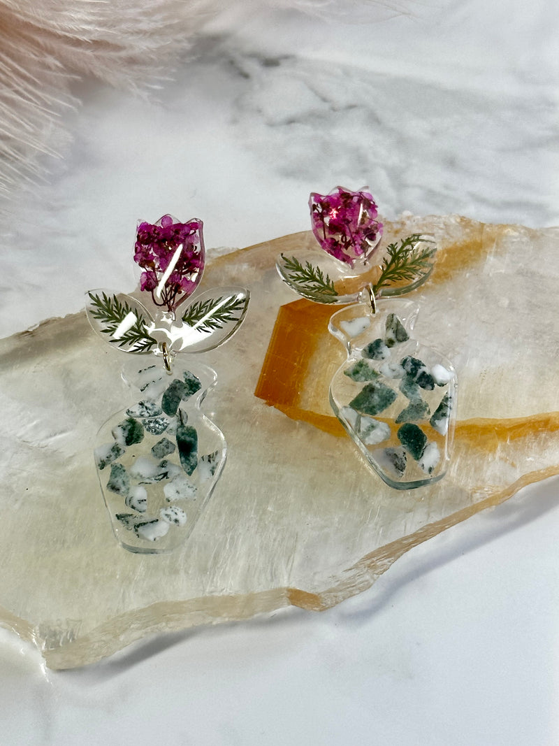 “Vasija” Dried Flowers and Tree Agate