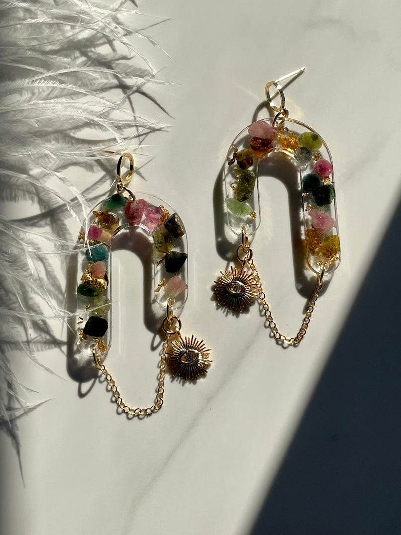 “Goddess of Abundance II” Watermelon Tourmaline Earrings