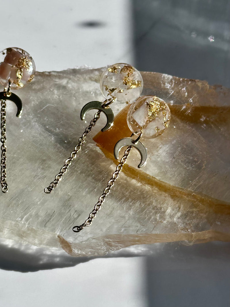 “Lunita” Rainbow Moonstone Studs