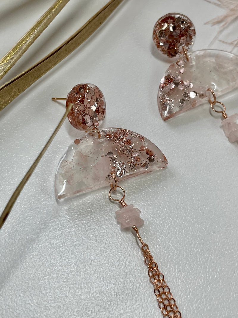 Rose Quartz 14k Rose Gold Filled Studs